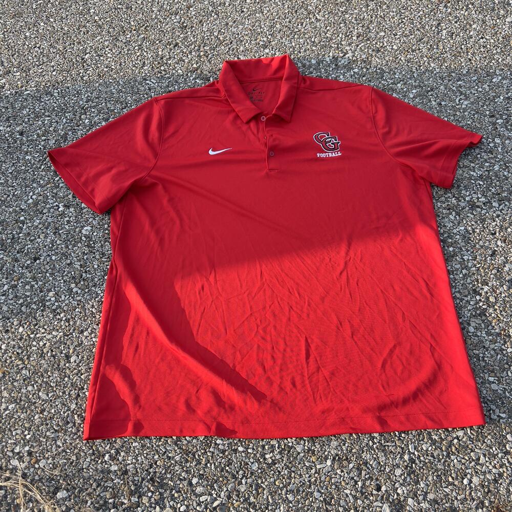 CG Football Shirt Mens 2XL Red Nike Dri Fit Polo Short Sleeve Performance